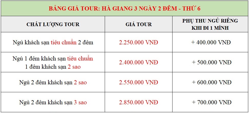 HÀ GIANG 3 NGÀY 2 ĐÊM